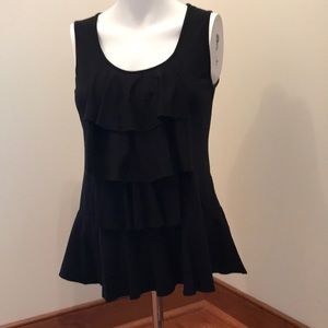 Chalet Black Ruffled Jersey Knit Stretch Tank Size M